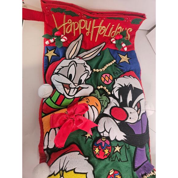 Warner Bros Store Looney Toons Huge Christmas Stocking 2000 Taz Tweety Plush Y2K - Picture 3 of 16